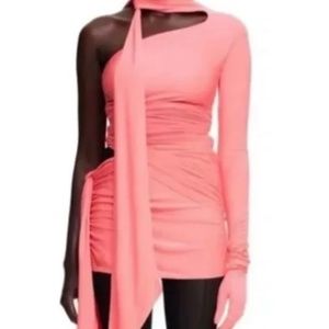 Mugler x h&m pink knot detail dress
